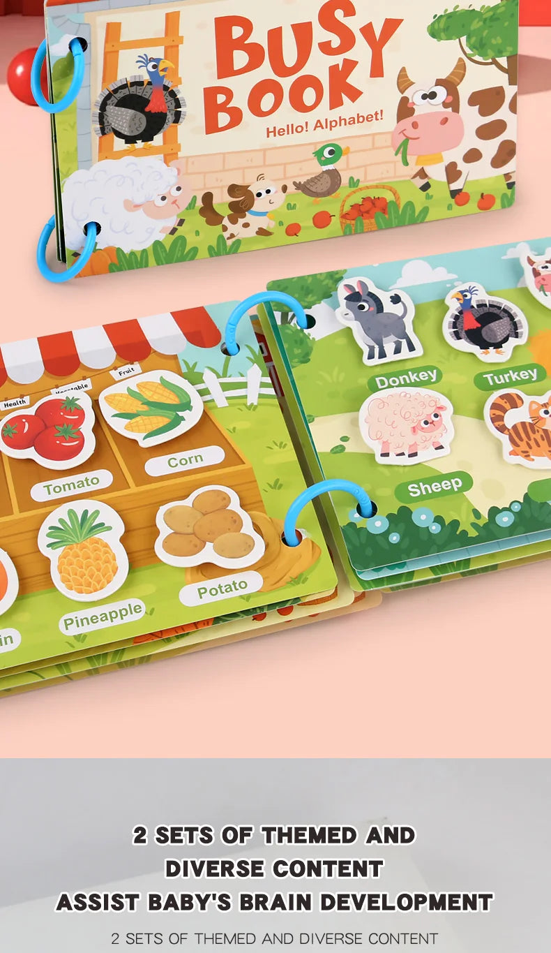 Puzzle Montessori Quiet Book Word Recognition Children's Early Education Enlightenment Stickers Book Toys