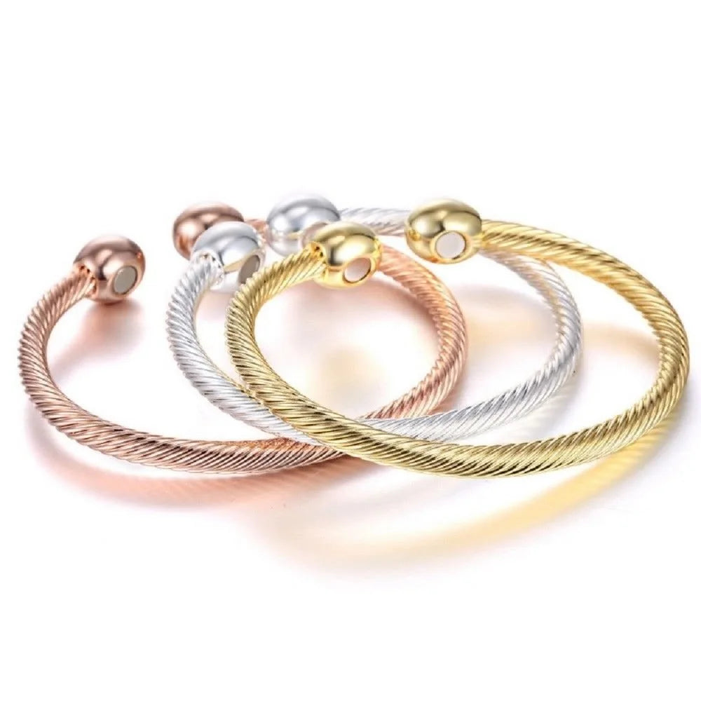 Weight Lose Energy Bracelet Healthy Magnetic Bracelets for Women Men Twisted Steel Power Arthritis Pain Relief Open Bangle Cuff
