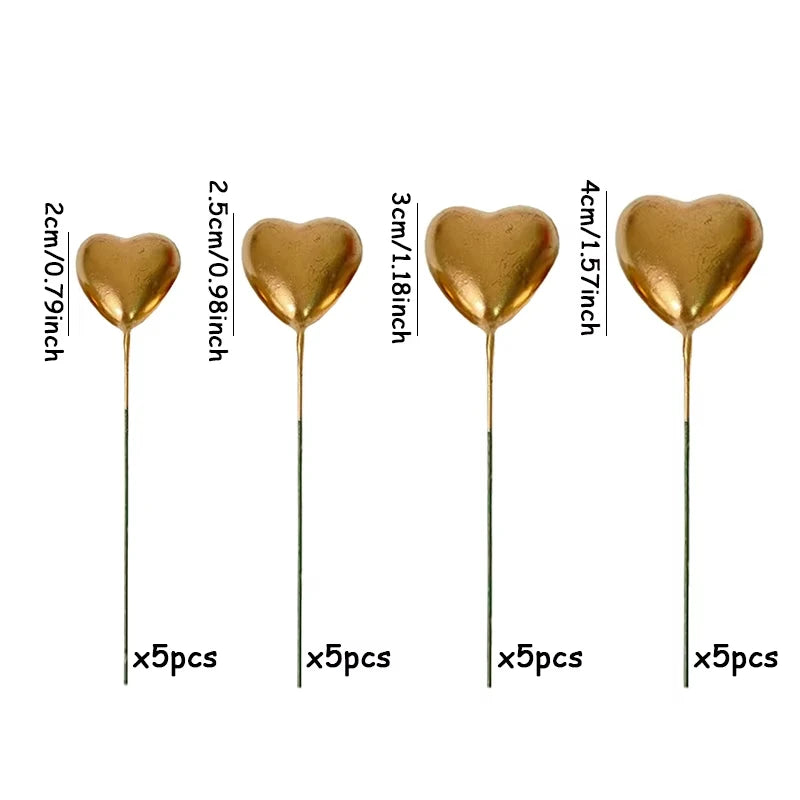 20Pcs Cake Topper Gold Silver Ball Happy Birthday Cake Topper DIY Cupcake Flag Wedding Christmas Ball Decor Birthday Decoration