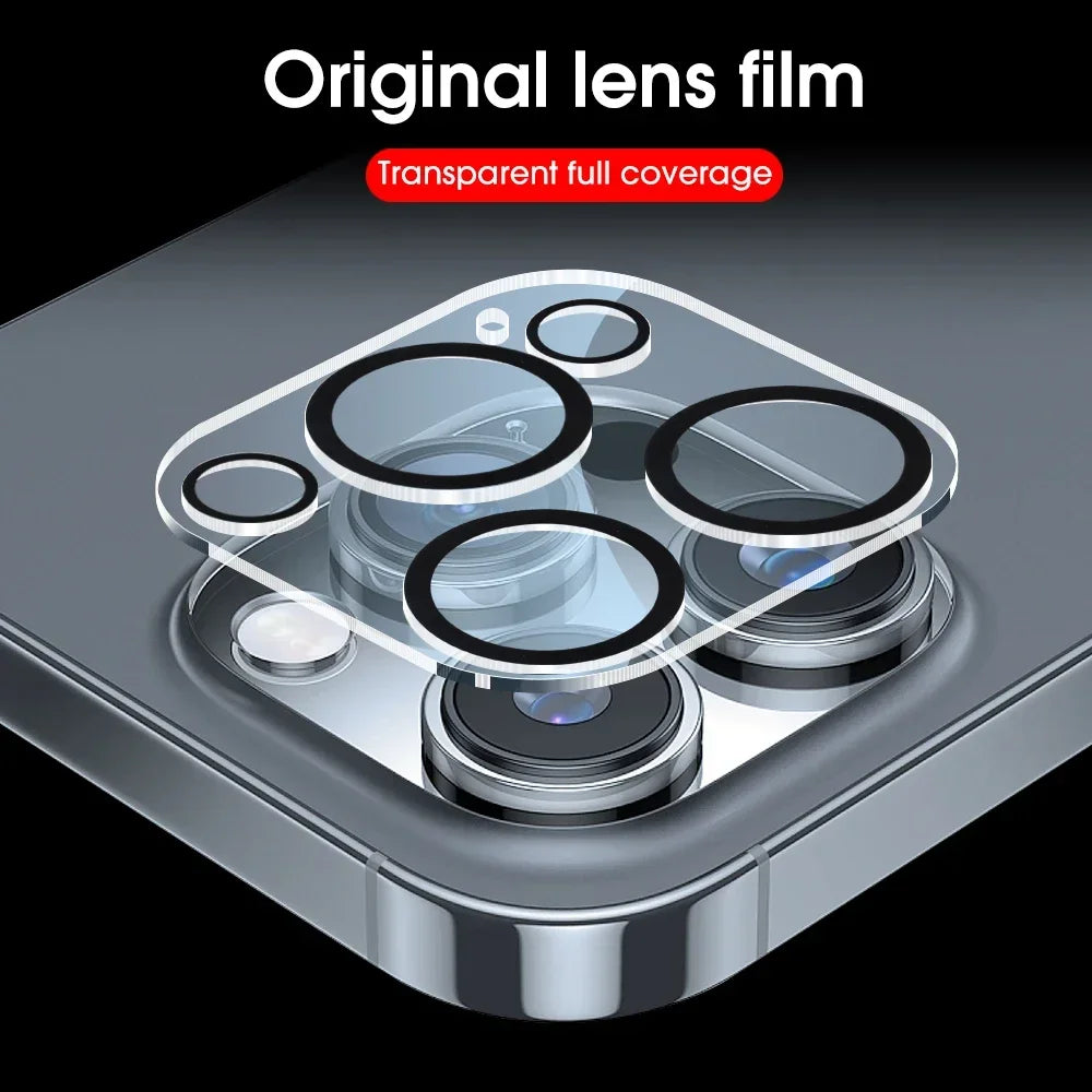 1-5Pcs Tempered Glass for iPhone 16 15 14 13 Pro Max Plus Mini Camera Lens Protector Black Circle Protective Lens Film Cover