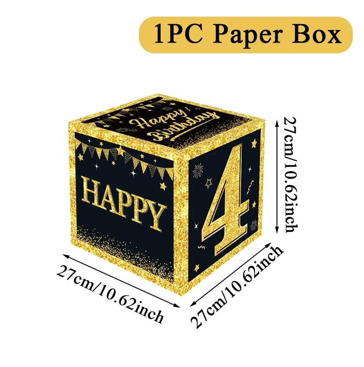 Gold Black Birthday Number Paper Boxes 18 30 40 50 60 70 75 80 Year Old Birthday Party Decoration Adult Birthday Party Supplies