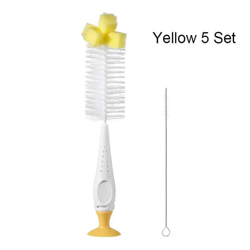 SAIDAH Simple Nylon Sponge Suction Feeding Bottle Nipple Pacifier Brush Set Water Sippy Vacuum Cup Cleaning(2 in 1)