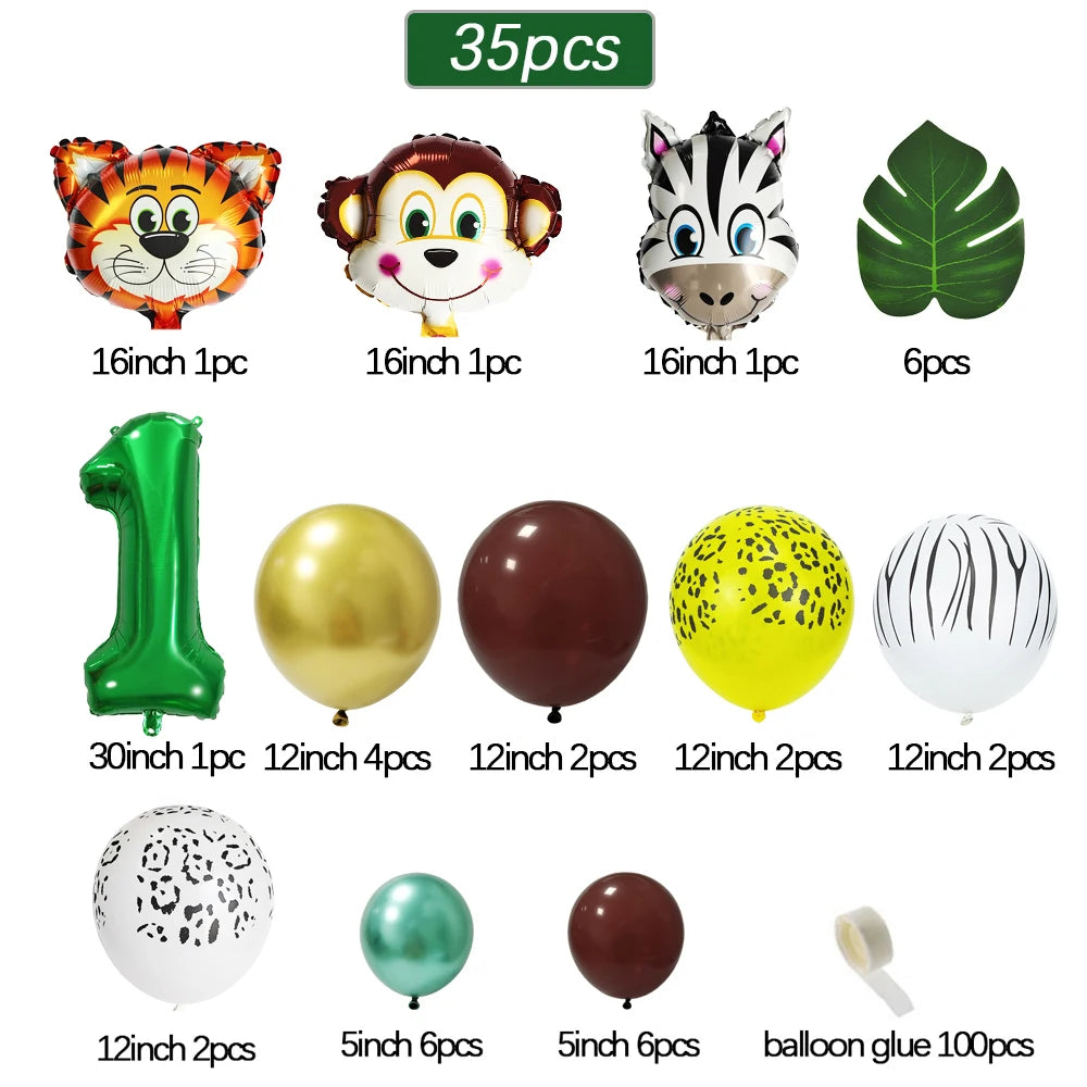 Jungle Birthday Disposable Tableware Wild One Paper Plates Cups Napkins Tablecloth Safari Jungle Animals Theme Party Decorations