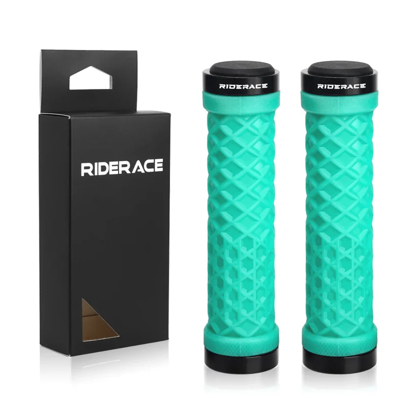 RIDERACE Bicycle Handlebar Grips Soft Rubber MTB Mountain Bike Lock on Handle Bar Cover Shockproof Anti-Slip Ergonomic Cycling