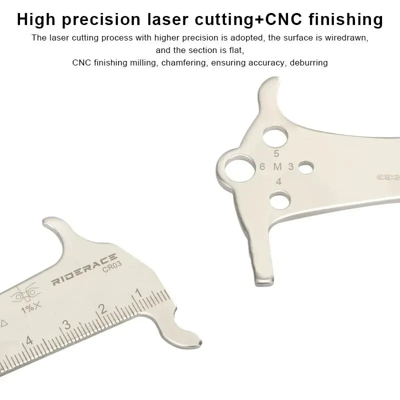 Bicycle Chain Wear Indicator Ruler Repair Tool Stainless Steel Mountain Road Bike Chain Gauge Measurement Checker Screw Diameter
