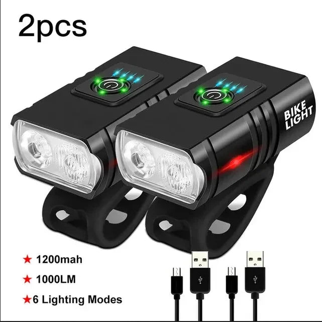 LED Bike Front Light Bicycle Headlight Rechargeable Bright MTB Road Bike Head Lamp LED Cycling Flashlight for Night Riding