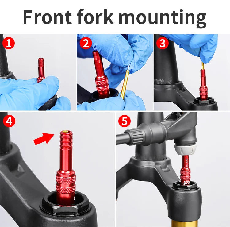 MUQZI Bike Fork Valve Adapter Schrader Air Fork Inflatable Valve Adapter MTB Road Bicycle Fork Accessory