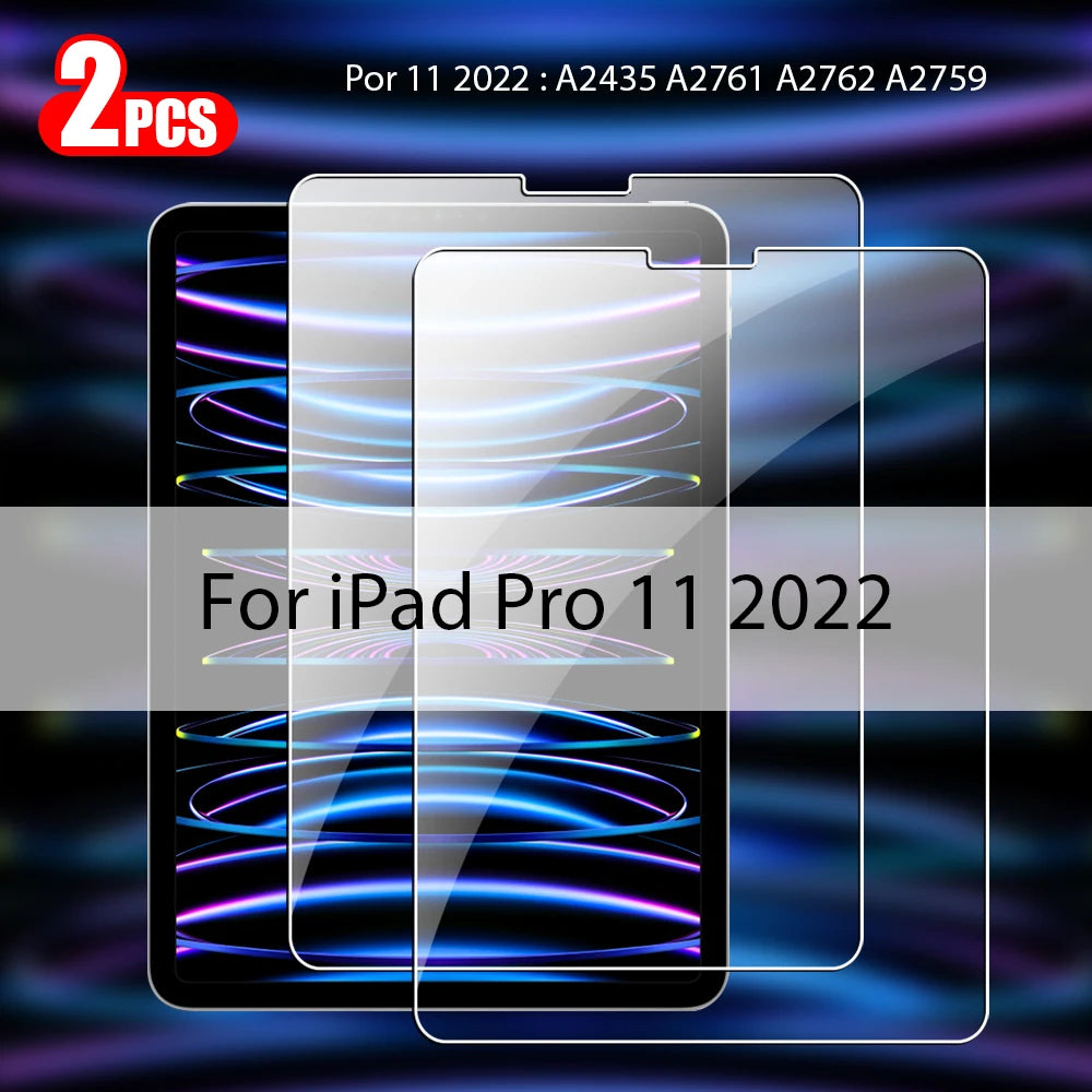 2Pcs Tempered Glass Screen Protector For Ipad Pro 13 11 12.9 M4 Air 5 4 3 2 Mini 6 9 9th 10 10th Generation 10.2 9.7 Accessories
