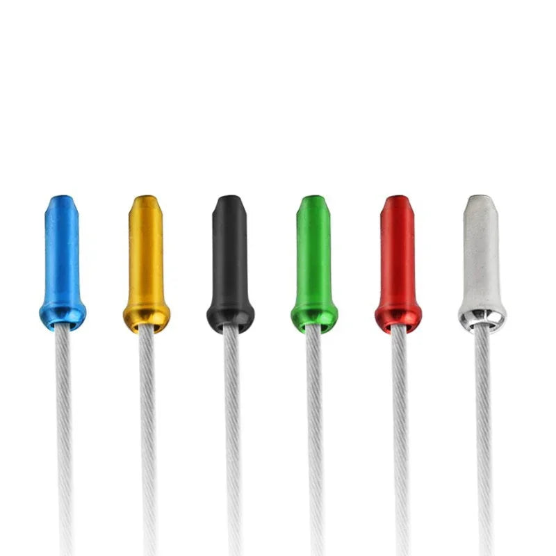 50/100pcs Bicycle Cable End Caps Aluminum Alloy Bike Brake Shifter Cable Tips Wire End Cap Multiple Colors Bike Line Core Caps