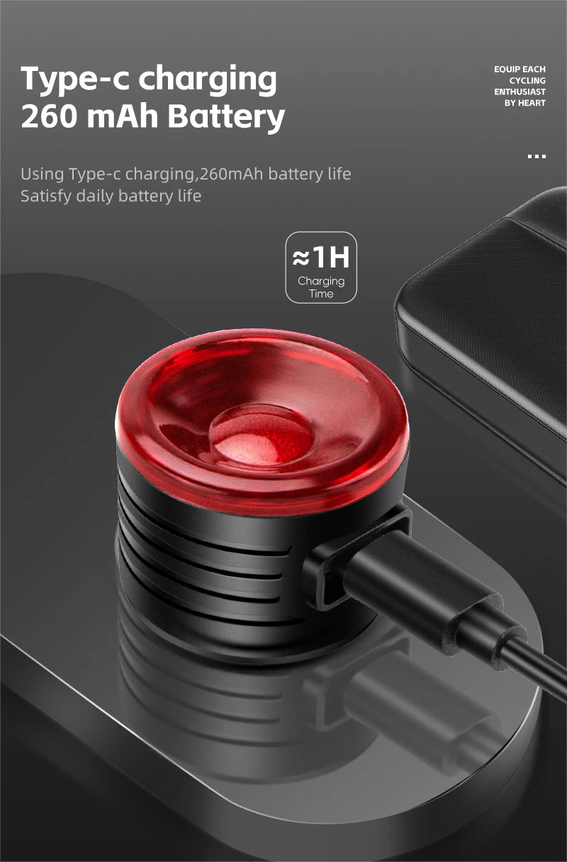 WEST BIKING Bike Rear Light Smart Brake Sensing Light Bicycle Tail Light Type-C Charging Taillight Road Cycling Accessories