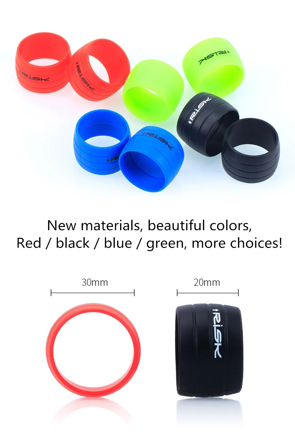 Risk 1 Pair Road Bike Handlebar Strap Fixed Ring, Silicone Non-Slip Bicycle Handlebar Tape Fixing Ring, Anti-Slip Rubber Sleeve