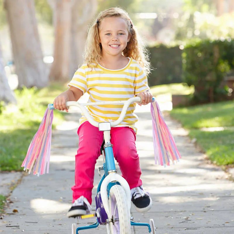 1 Pair Rubber Bike Bicycle Handlebar Grips Anti-slip Kids Girls Boys Scooter Handlebar Colorful Streamers Decoration Ribbon