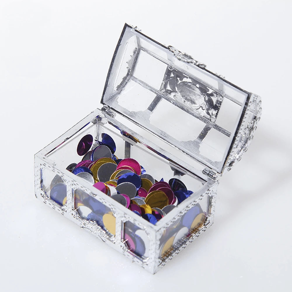 Vintage Treasure Chest Storage Box Transparent Pirate Candy Jewelry Display Box for Wedding Party Birthday