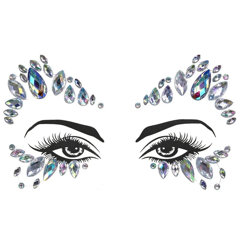 3D Rhinestone Bright Face stickers for festival Glitter Makeup Jewelry Sticker on Face crystals Gems jewels diamonds decoration