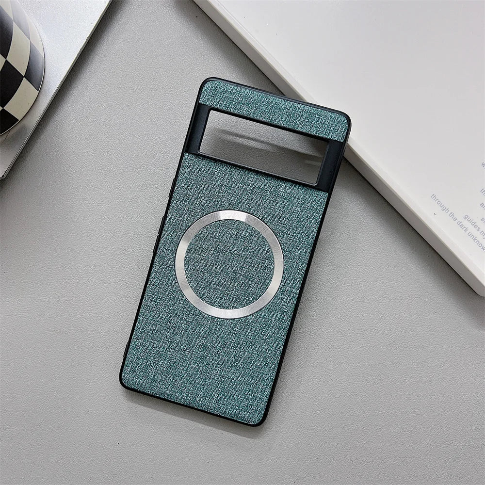 Luxury Business Magnetic Wireless Charging Case for Google Pixel 9 ProXL 6 7 8 Pro 6XL 5A 6A 8A Magsafe Linen Leather Slim Cover