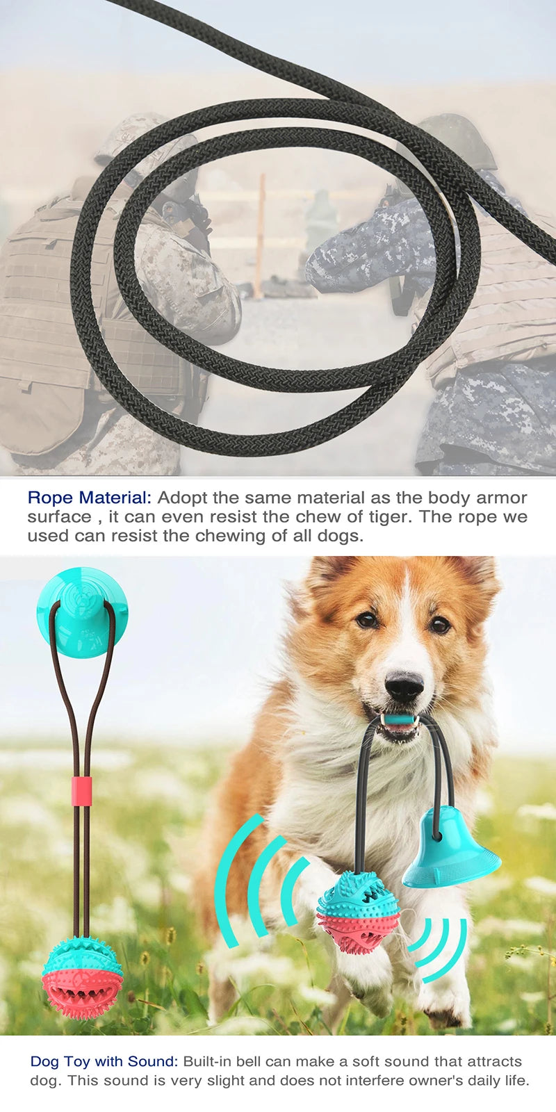 Large Dog Ball Toys Suction Cup Ropes Interactive Leaking Slow Feeder Chew Toy Toothing Clean Big Golden Retriever Pet Supplies