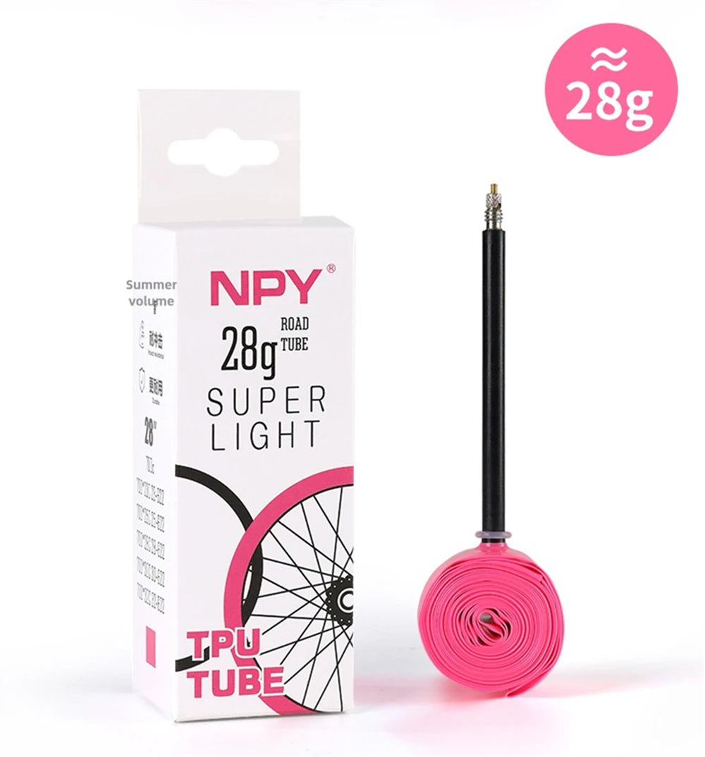 NPY 1Pcs Ultralight 28g Bike TPU Inner Tube 700X18 25 28 32 Road Bicycle TPU Material Tire 65mm Length French Valve
