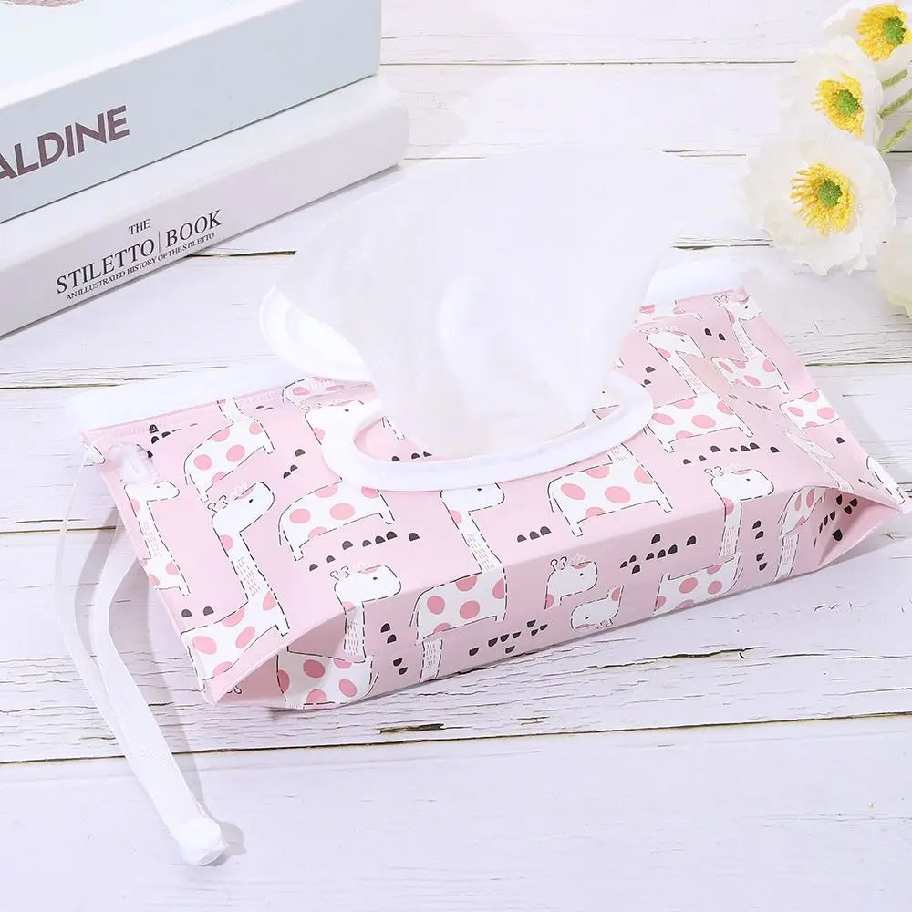 EVA Baby Wet Wipe Pouch Wipes Holder Case Flip Cover Snap-Strap Reusable Refillable Wet Wipe Bag Outdoor Useful Tissue Box