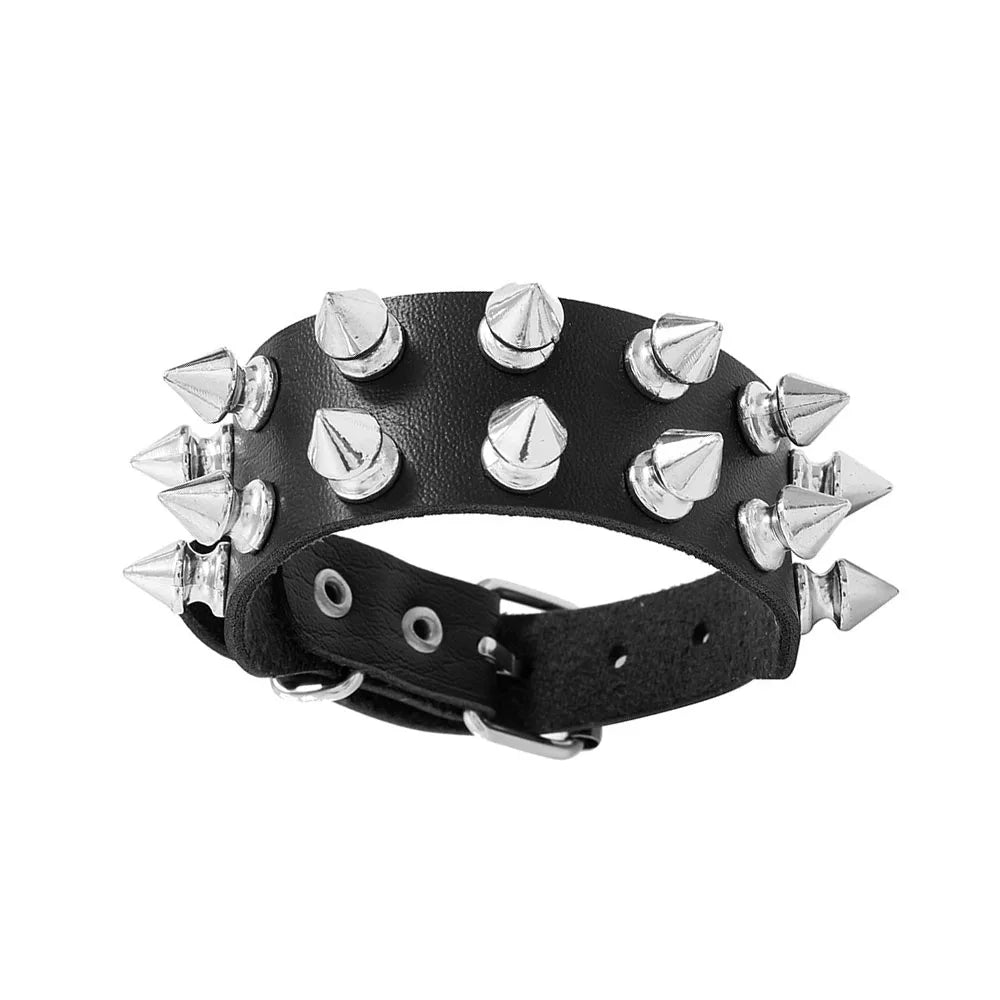 Punk Rivet Star PU Leather Bracelet For Women Men Hip Hop Gothic Dark Girl Rock Jewelry Pendant Love Chain Hip Hop Accessories