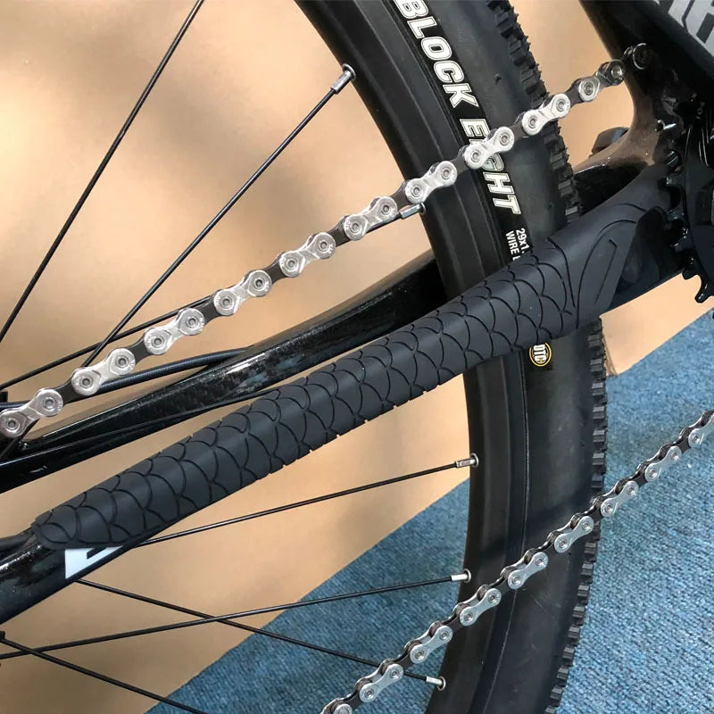 MTB Road Bike Chain Protector Chainstay Silicone Bicycle Frame Care Guards Self-Adhesive Cover Protection for Anti-Scratch