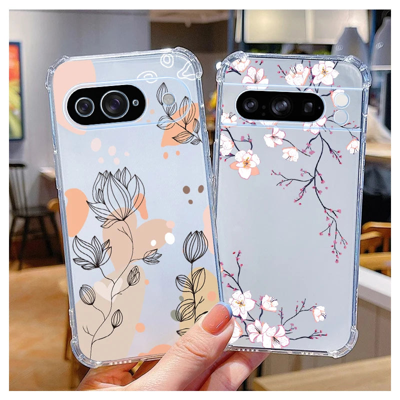 P ixel 8 Pro Plant Flower Transparent Phone Case For Google Pixel 8Pro 7A 8A 6 8 9 6Pro 9ProXL 7Pro 6A 7 9Pro Cover