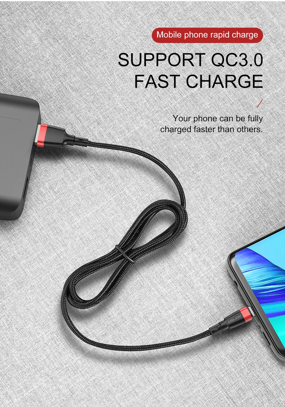 USLION 5A Micro USB Cable Fast Charger for Samsung Xiaomi LG