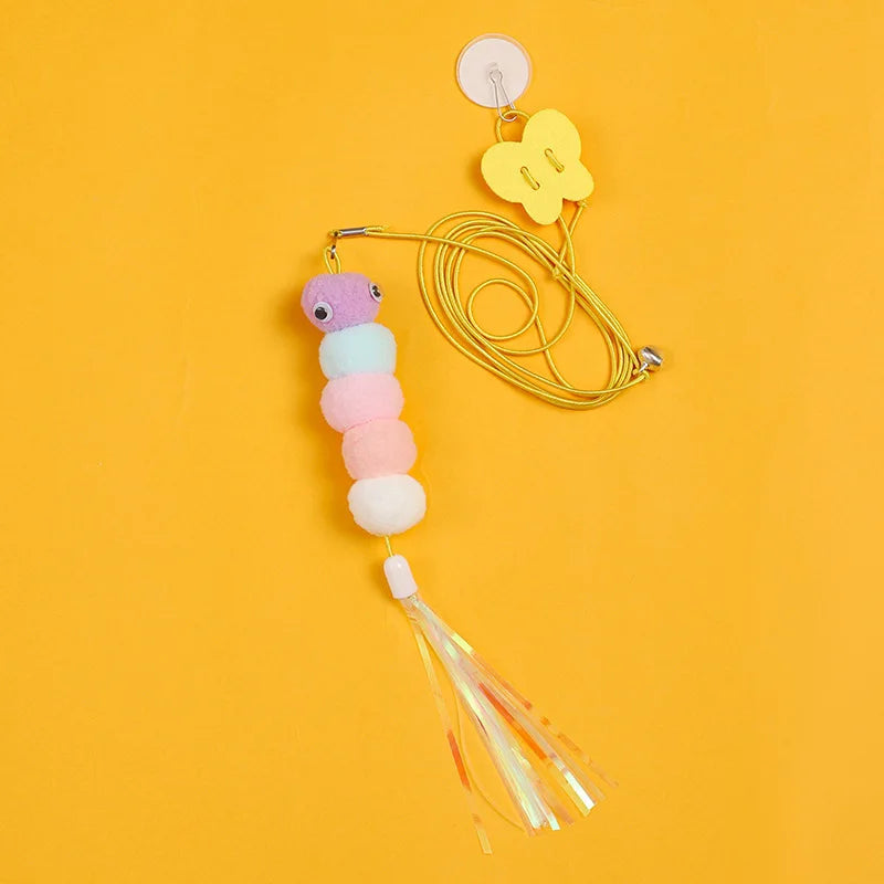 1PC Cat Hanging Cat Toy Hanging Door Elastic Rope Cat Stick Feather Pet Supplies For Cats And Dogs