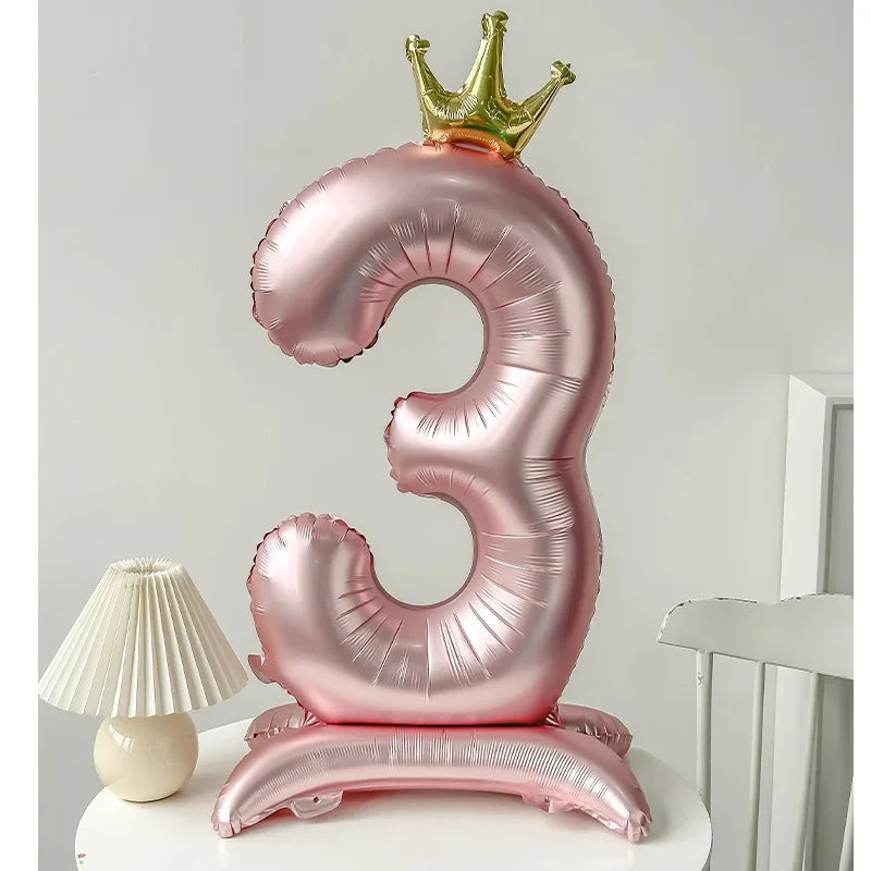 40 inch Pink Standing Crown Digital Girl Birthday Party Anniversary Party Decoration Balloon