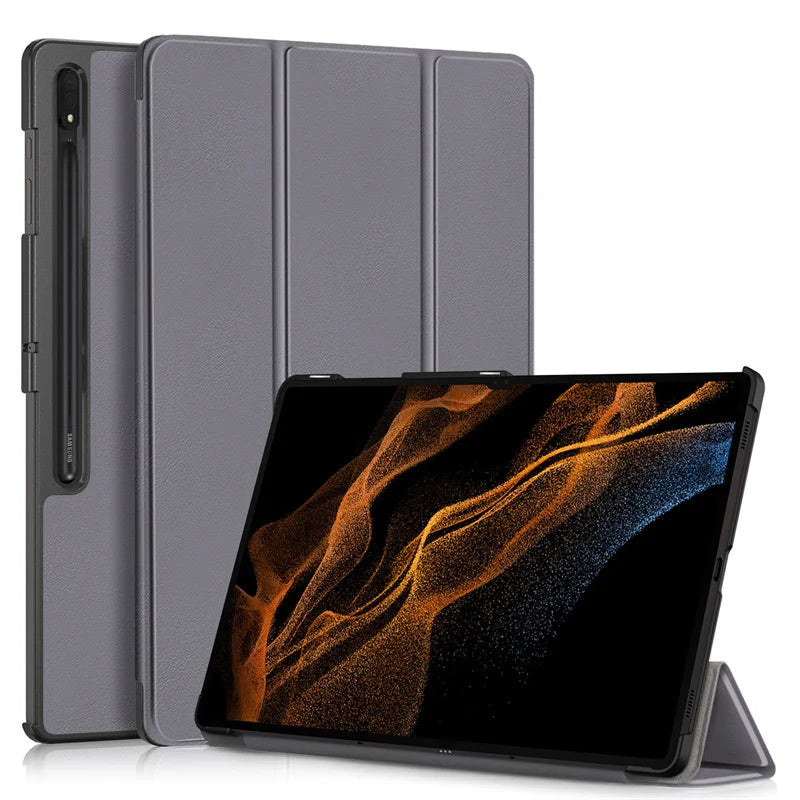 For Samsung Galaxy Tab S10 Ultra Case 14.6" Magnetic Fold PU Leather Stand Hard Tablet Funda For Galaxy Tab S9 Ultra Case Cover