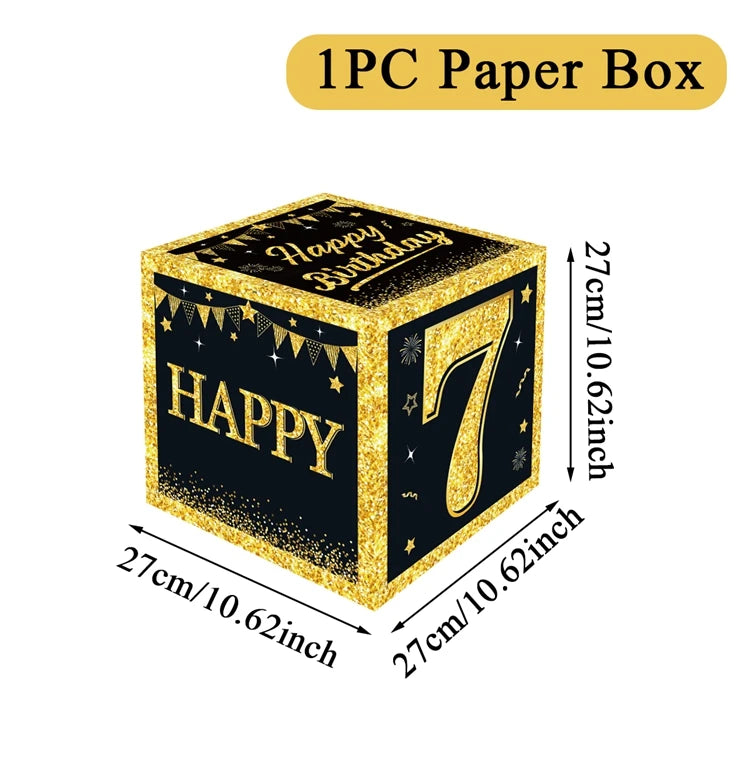 Gold Black Birthday Number Paper Boxes 18 30 40 50 60 70 75 80 Year Old Birthday Party Decoration Adult Birthday Party Supplies