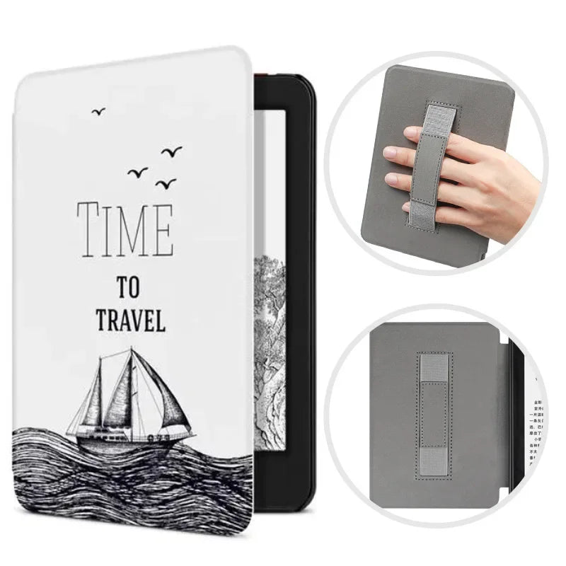 For Kindle 11th Generation 2024 Case 6'' with Hand Strap Kindle 6 inch Case Ebook C2V2L3 Auto Wake Sleep Cover PU Leather Funda