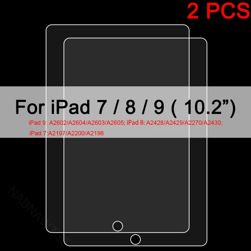 2PCS Tempered Glass Screen Protector for iPad 9 8 7 6 10 Air 5 4 3 2 Mini iPad 10.2 9.7 10. 5 10.9 11 New iPad Pro 2022 2021 20