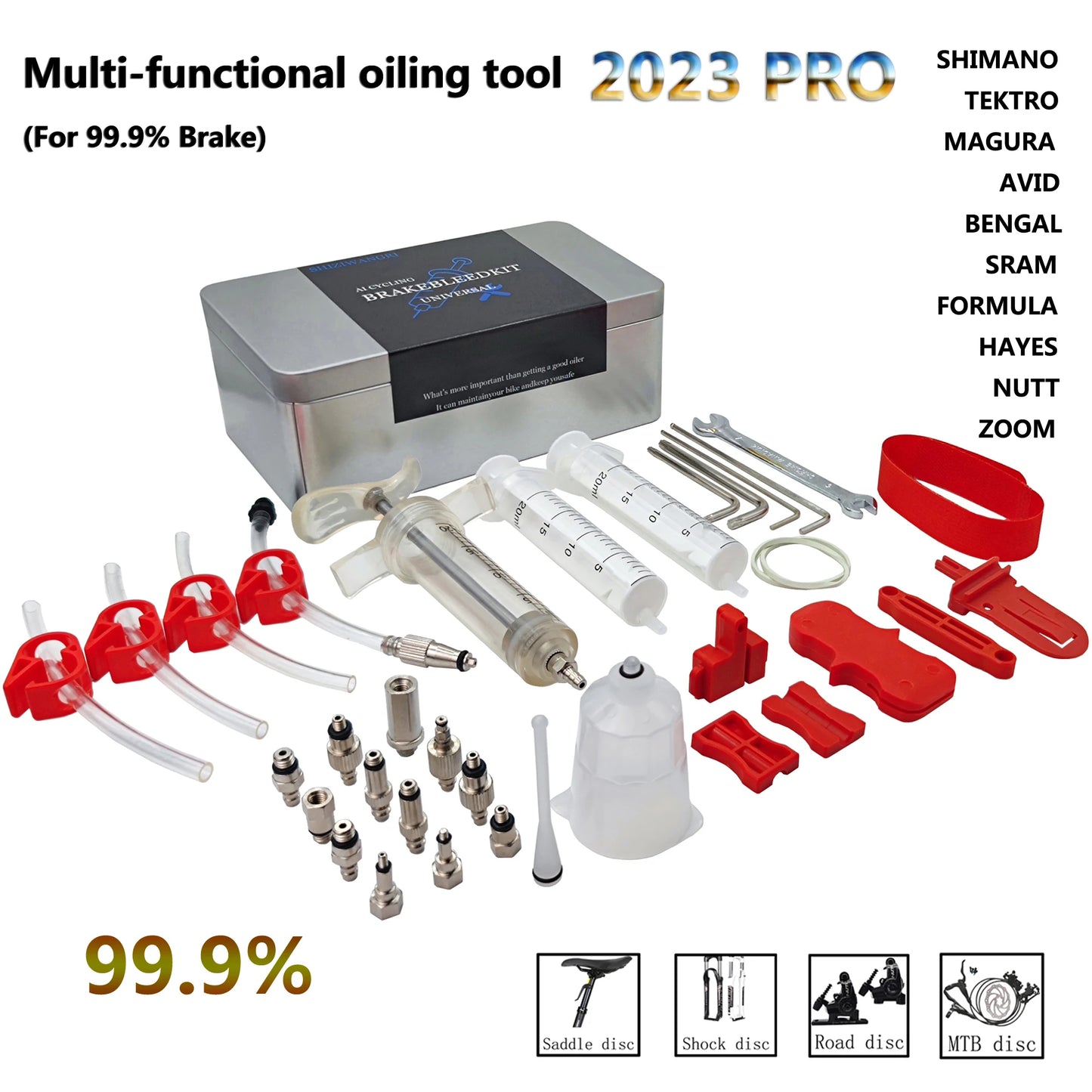2024 Pro Bicycle Hydraulic Disc Brake Oil Bleed Kit For SHIMANO,SRAM,Avid,Series MTB Road Bike Brake Repair Tools