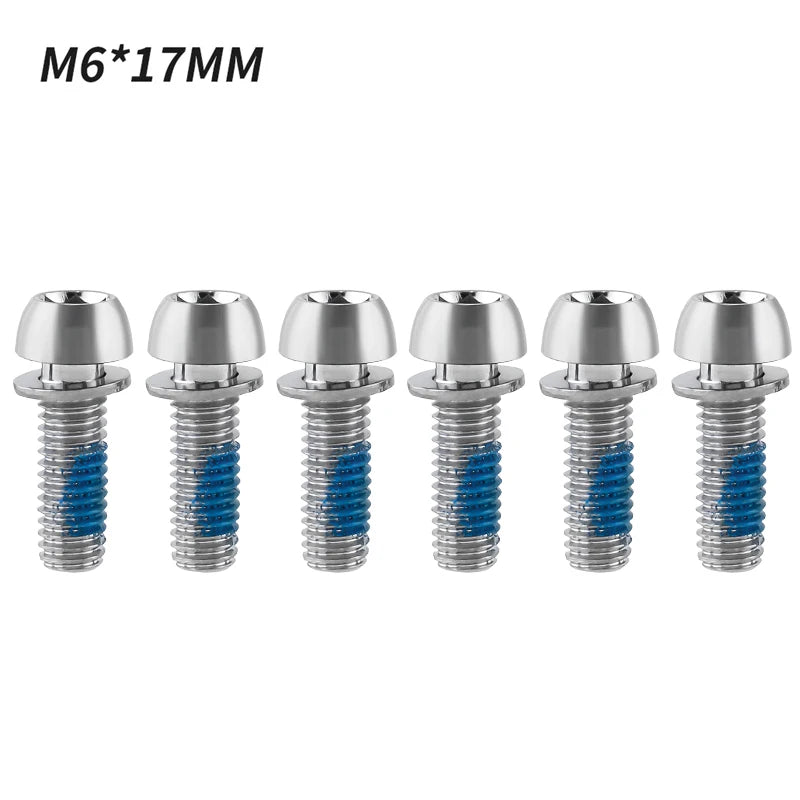 MUQZI 6pcs M6x17mm Disc Brake Caliper Bolts Bike Stem Bolt MTB Crank Arm Screw With Washer Bicycle Parts