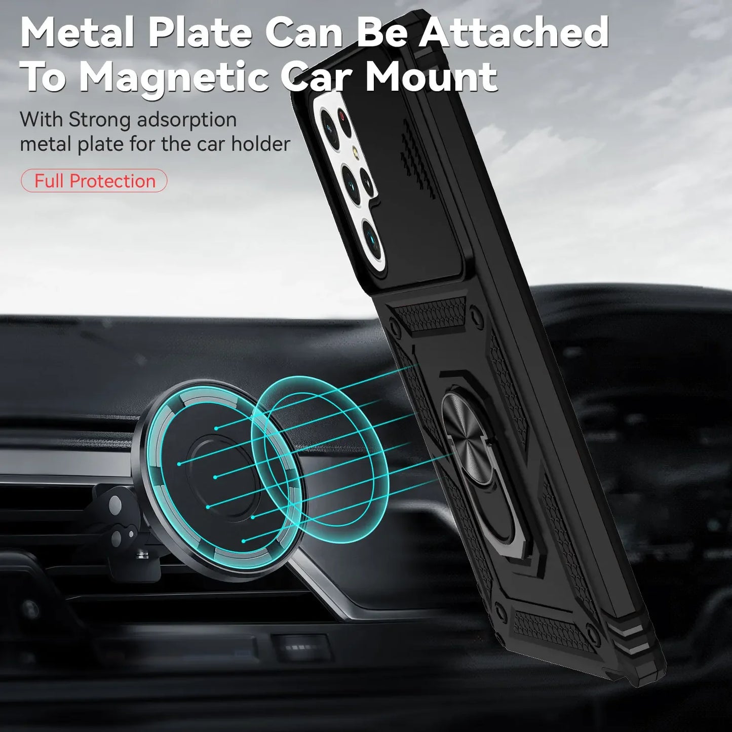 For Samsung Galaxy S24 Ultra Case Coque Fundas Slide Lens Magnetic Holder Back Bumper Samsung S23 S24 S22 S21 Plus Ultra Cover