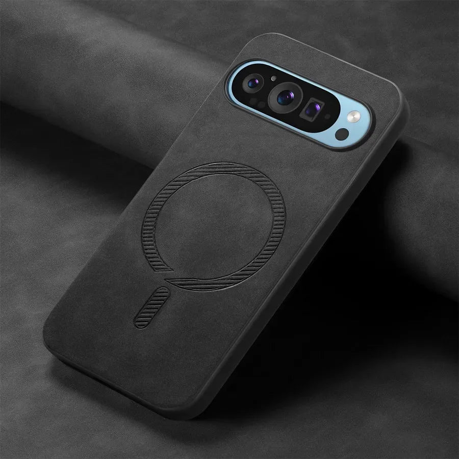 for Magsafe PU Leather Phone Case for Google Pixel 9 Pro XL Matte Magnetic Wireless Charging Cover for Pixel 7A 8A 8 7 Pro