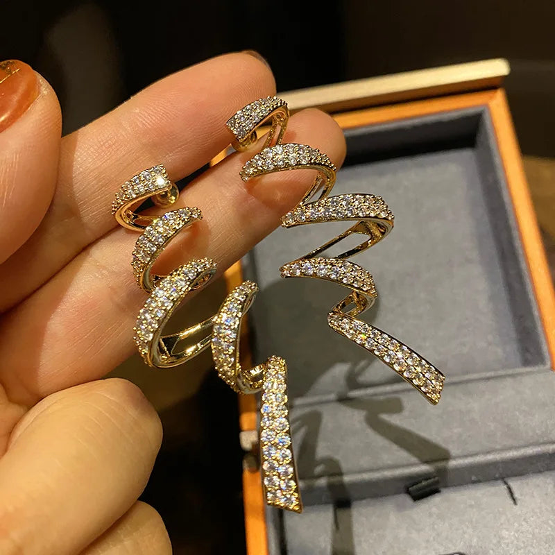 Geometric Spiral Earrings for Women Silver Color/Gold Color Fashion Female Accessories Daily Wear Party Statement Jewelry