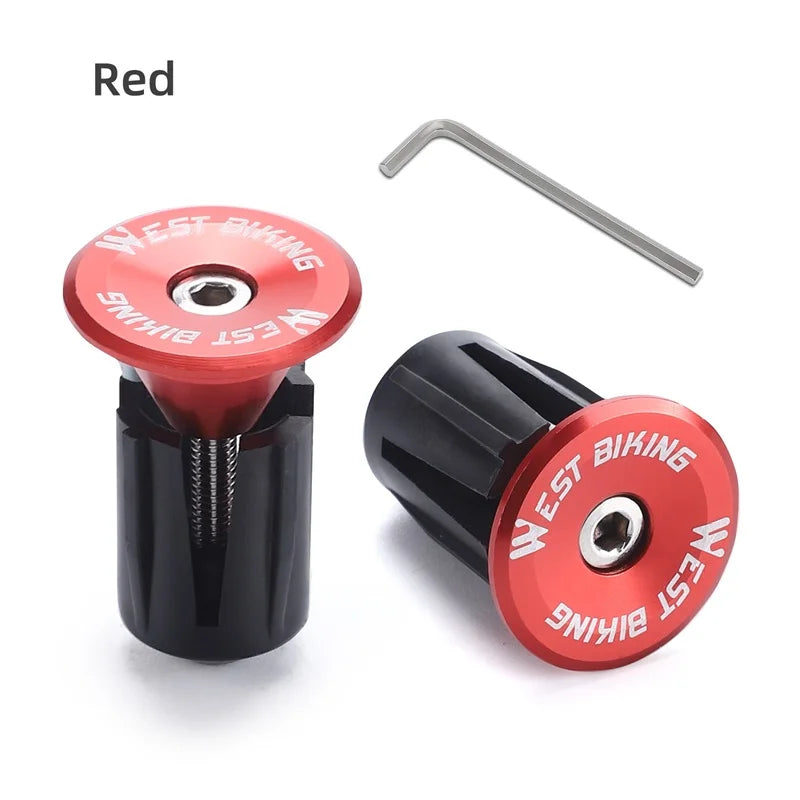 WEST BIKING MTB Road Bike Handlebar End Plugs Aluminum Alloy Handle Bar End Cap BMX Bike Grip Multi-color Cover Bicycle Accessor