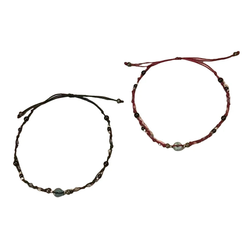 Retro Chinese Style Adjustable Handmade Braid String Bracelet Beaded Charm Bracelet Bangle Fashion Couple Bracelet Jewelry