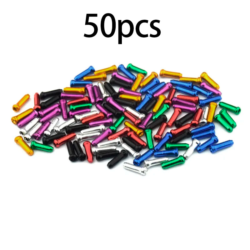 50/100pcs Bicycle Cable End Caps Aluminum Alloy Bike Brake Shifter Cable Tips Wire End Cap Multiple Colors Bike Line Core Caps