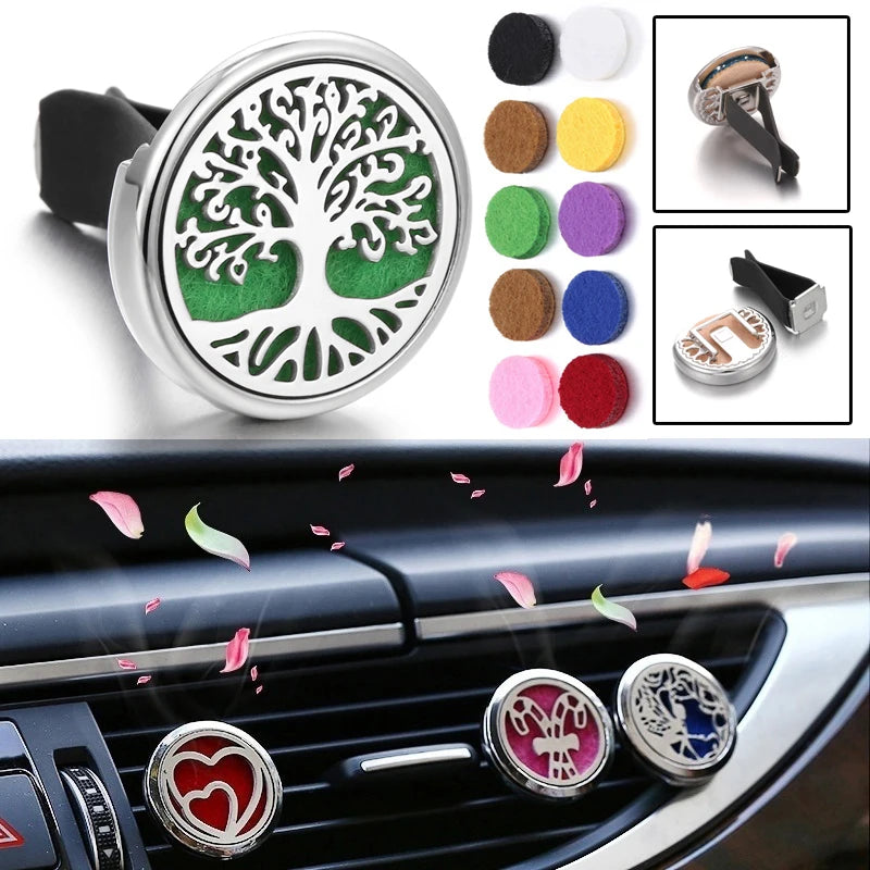 Tree Car Aromatherapy Diffuser Locket Car Clip Perfume Essential Oil Diffuser Car Vent Clip Air Freshener Purifier With Pads
