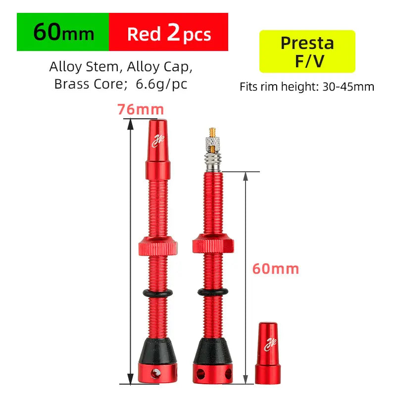 Bicycle F/V Tubeless Valve 44 60 80mm W/Tool Optional For Gravel Bike Aluminum alloy Pole Brass Core Presta Valve Cycling Parts