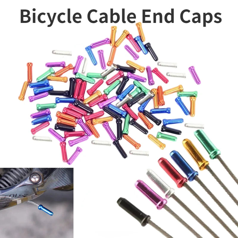 50/100pcs Bicycle Cable End Caps Aluminum Alloy Bike Brake Shifter Cable Tips Wire End Cap Multiple Colors Bike Line Core Caps