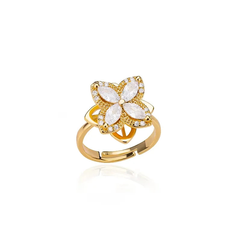 Anti Stress Anxiety Fidget Rings for Women Stainless Steel Sunflower Sun Star Spinner Ring Christmas Jewelry Gifts