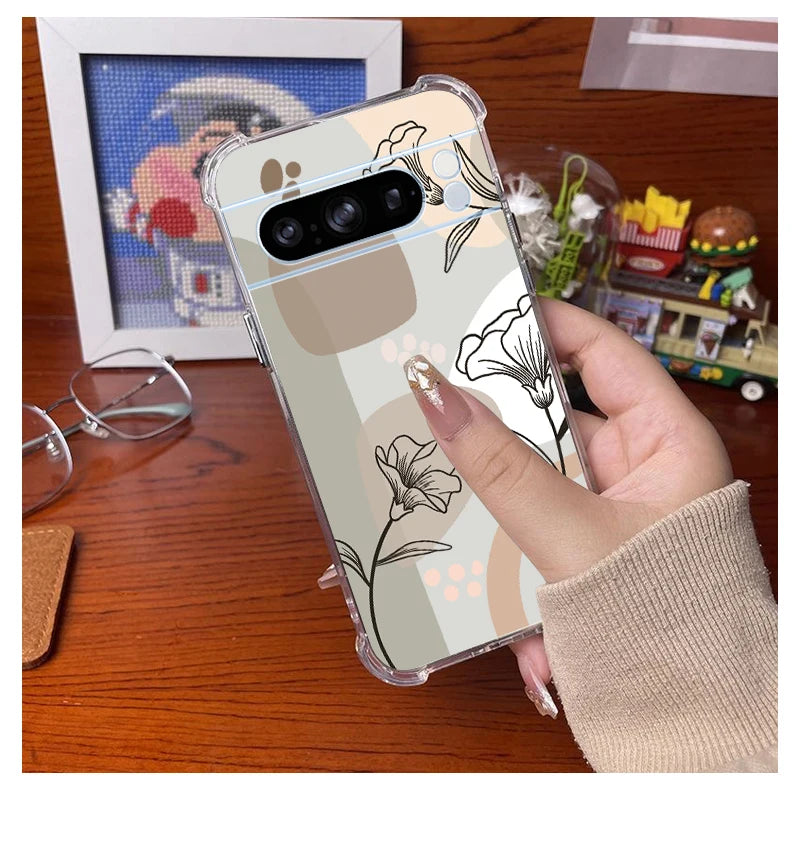P ixel 8 Pro Plant Flower Transparent Phone Case For Google Pixel 8Pro 7A 8A 6 8 9 6Pro 9ProXL 7Pro 6A 7 9Pro Cover