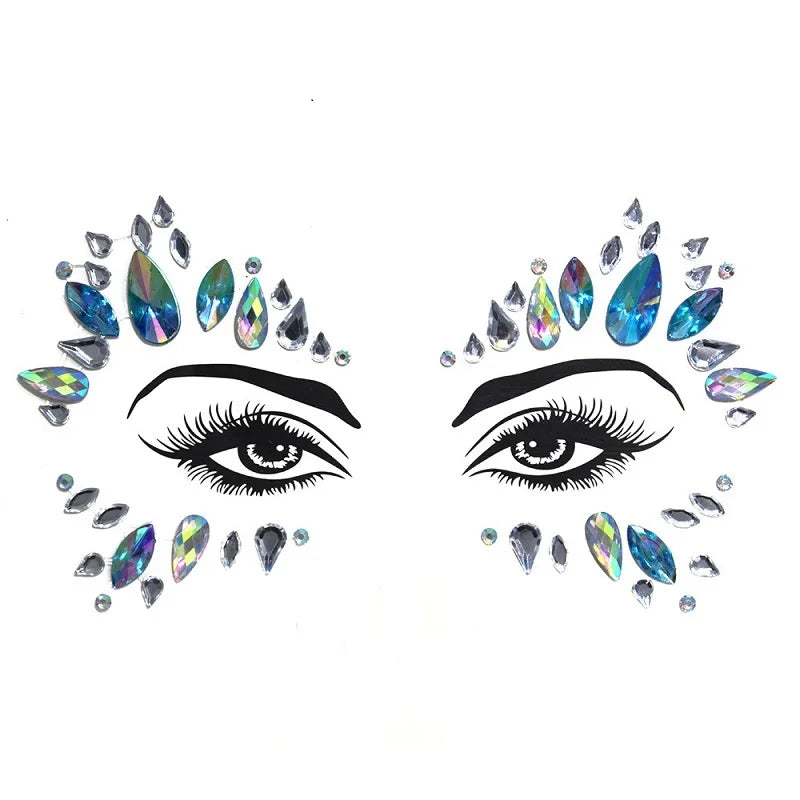 3D Rhinestone Bright Face stickers for festival Glitter Makeup Jewelry Sticker on Face crystals Gems jewels diamonds decoration