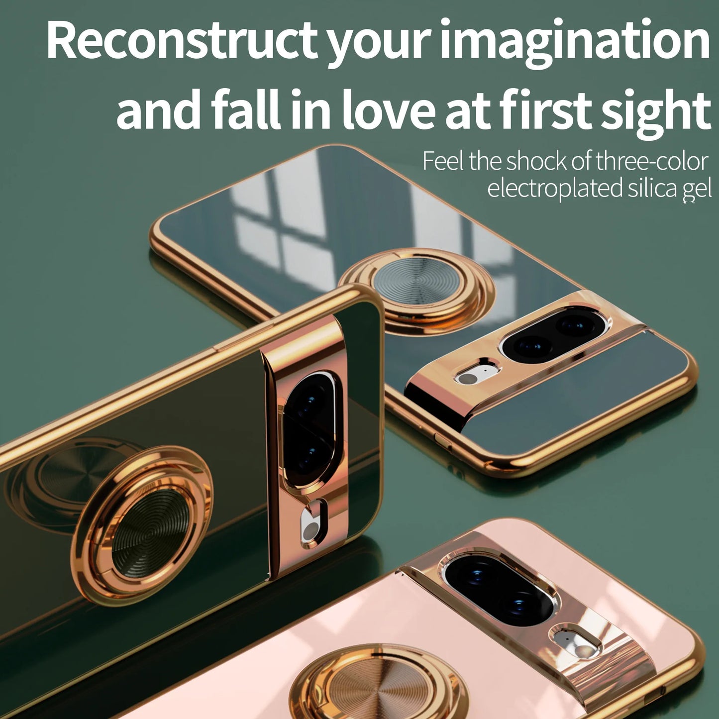 Flexbile Shockproof Plating Ring Holder Phone Case For Google Pixel 9 Pro XL 8A 8 Pro Cover Stand Back Shell Capa Funda Coque