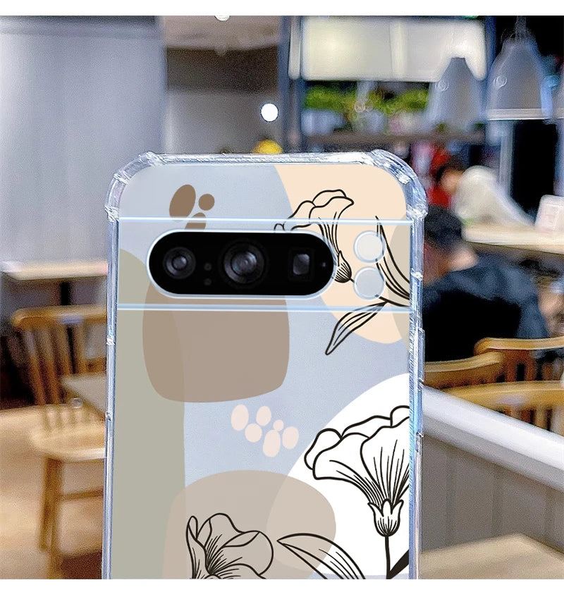 P ixel 8 Pro Plant Flower Transparent Phone Case For Google Pixel 8Pro 7A 8A 6 8 9 6Pro 9ProXL 7Pro 6A 7 9Pro Cover
