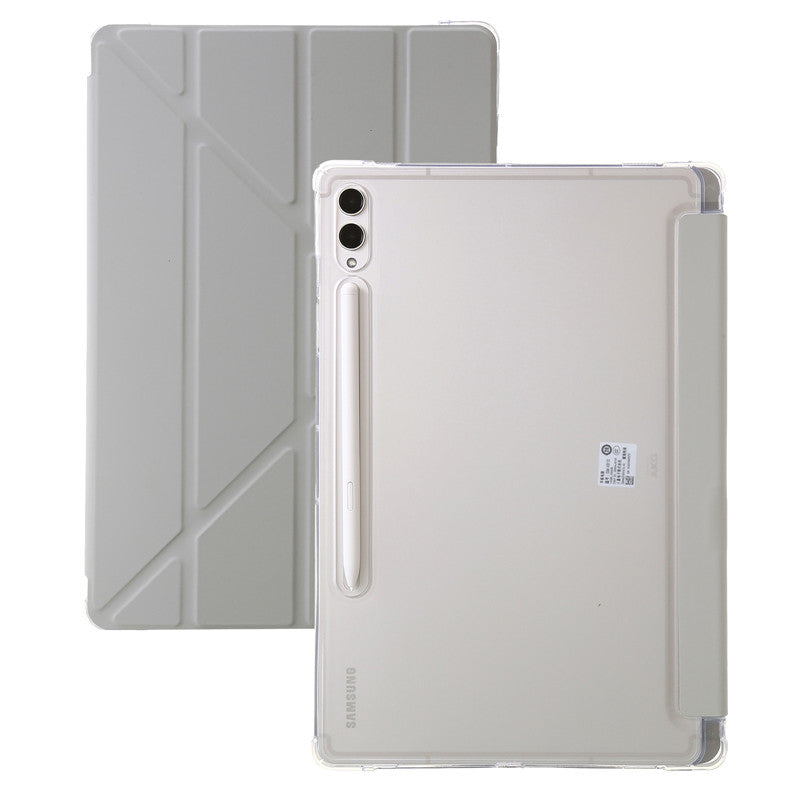 For Samsung Tab S9 Plus Case 12.4" Acrylic Clear Hard Back Stand Smart Cover For Galaxy Tab S9 FE S10 Plus Case With Pen Holder