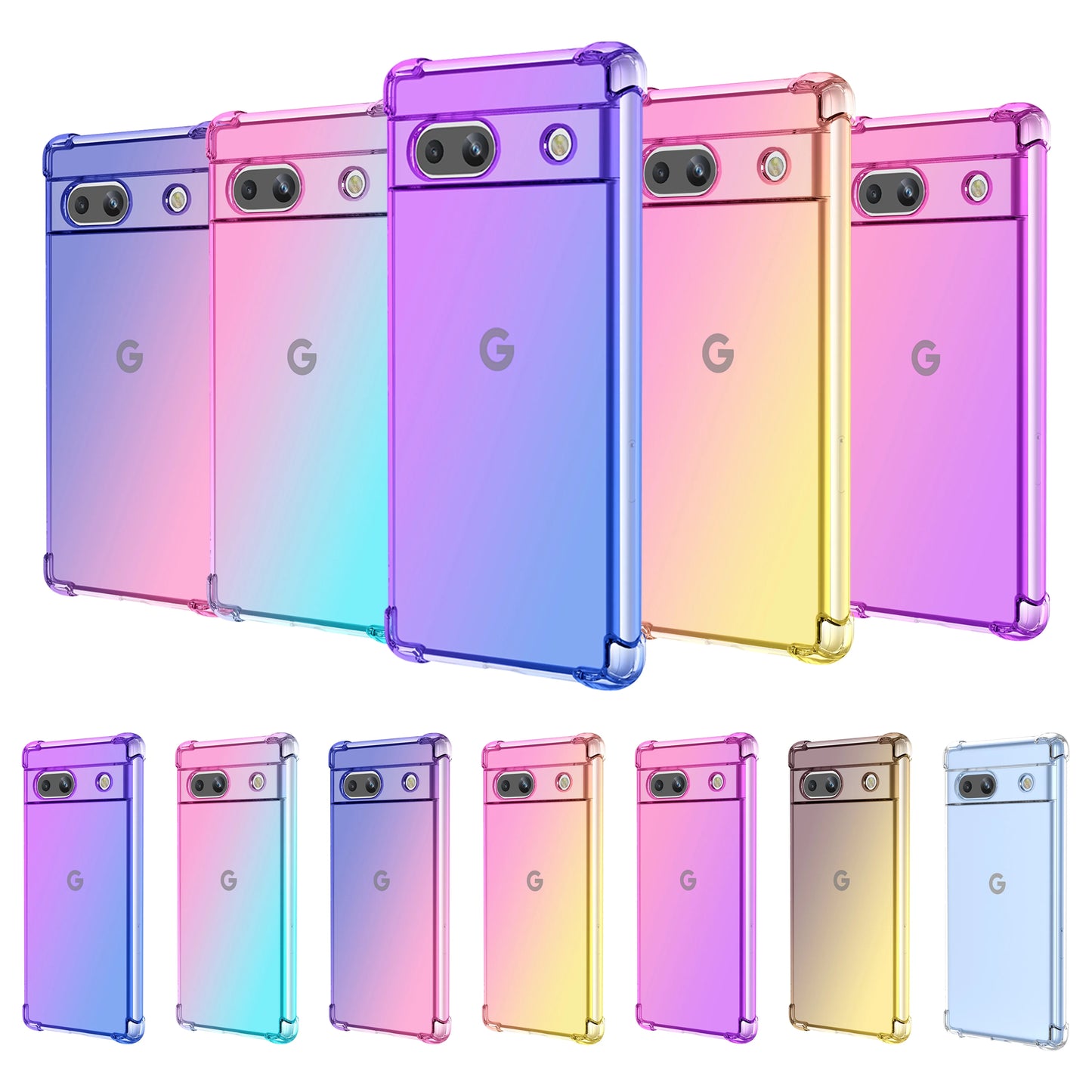 Shockproof Gradient Airbag TPU Case for Google Pixel 9 Pro XL 8A 8 Pro 7A 7 Pro 6A Protective Cover Fundas Coque Capa Shell
